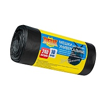 Мешки для мусора 240 л, черные, в рулоне 10 шт., ПНД 40 мкм, 1250х1000 мм, Крепак, 4607075710153 в Пскове