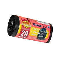 Мешки для мусора 20 л, с ручками, черные, в рулоне 30 шт., ПНД, 10 мкм, 550х440 мм, Крепак, 4607075710276 в Пскове Мешки для мусора 20 л, с ручками, черные, в рулоне 30 шт., ПНД, 10 мкм, 550х440 мм, Крепак, 4607075710276 в Пскове