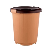 Мусорный бак с крышкой - воронкой на колесах 105 л бежевый