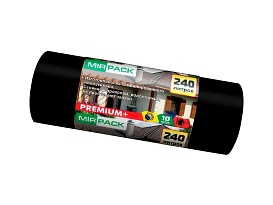 Мешки для мусора 240 л, ароматизированные, черные, в рулоне 10 шт., ПВД 45 мкм, 1300х930 мм, PREMIUM+, 24010830 в Пскове