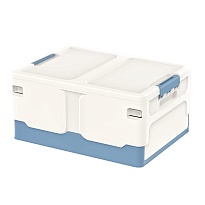 Ящик пластиковый складной белый, дно синее, 480х360х240 мм в Пскове Ящик пластиковый складной белый, дно синее, 480х360х240 мм в Пскове