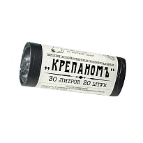 Мешки для мусора 30 л, черные, в рулоне 20 шт., ПНД, 7 мкм, 560х440 мм, Крепаномъ, 4607075710580 в Пскове