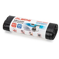 Мешки для мусора 60 л, черные, в рулоне 20 шт., ПНД, 10 мкм, 700х600 мм, LAIMA, 601381 в Пскове