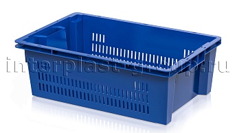 Ящик универсальный для овощей, фруктов и хлеба перфорированные стенки сплошное дно синий в Пскове Ящик универсальный для овощей, фруктов и хлеба перфорированные стенки сплошное дно синий в Пскове