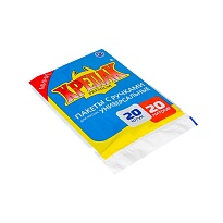 Мешки для мусора 20 л, с ручками, черные, в пачке 20 шт., ПНД, 10 мкм, 550х440 мм, Крепак, 4607075710085 в Пскове