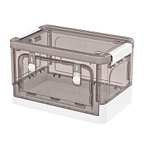 Ящик пластиковый складной прозрачный коричневый, дно белое, 360х235х230 мм, с колесиками в Пскове