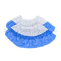 Бахилы бело-синие 1000 шт (500 пар), 48 мкм, двойная подошва, с одной резинкой, Эконом+ в Пскове