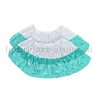 Бахилы бело-бирюзовые 1000 шт (500 пар), 48 мкм, двойная подошва, с одной резинкой, Эконом+ в Пскове