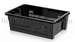 Ящик универсальный для овощей, фруктов и хлеба перфорированные стенки сплошное дно черный
