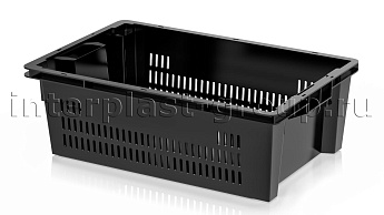 Ящик универсальный для овощей, фруктов и хлеба перфорированные стенки сплошное дно черный в Пскове Ящик универсальный для овощей, фруктов и хлеба перфорированные стенки сплошное дно черный в Пскове