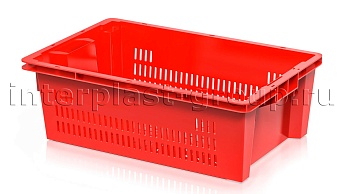 Ящик универсальный для овощей, фруктов и хлеба перфорированный красный в Пскове Ящик универсальный для овощей, фруктов и хлеба перфорированный красный в Пскове