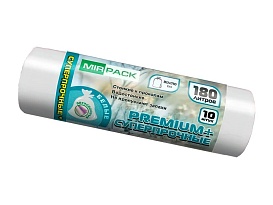 Мешки для мусора 180 л, ароматизированные, белые, в рулоне 10 шт., ПВД, 35 мкм, 1100х930 мм, PREMIUM+, 180105302 в Пскове