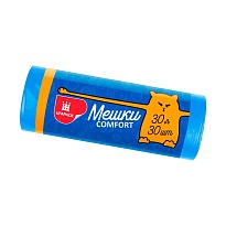 Мешки для мусора 30 л, синие, в рулоне 30 шт., ПНД, 7 мкм, 560х480 мм, Comfort, М0031 (МН 30-30с) в Пскове Мешки для мусора 30 л, синие, в рулоне 30 шт., ПНД, 7 мкм, 560х480 мм, Comfort, М0031 (МН 30-30с) в Пскове