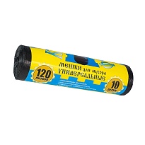 Мешки для мусора 120 л, с ушками, черные, в рулоне 10 шт., ПНД, 13 мкм, 1050х680 мм, Крепакоф, 4607075710252 в Пскове Мешки для мусора 120 л, с ушками, черные, в рулоне 10 шт., ПНД, 13 мкм, 1050х680 мм, Крепакоф, 4607075710252 в Пскове
