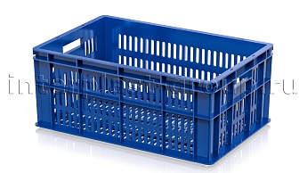Ящик для молока, мяса, овощей и фруктов большая перфорация дно перфорированное синий в Пскове Ящик для молока, мяса, овощей и фруктов большая перфорация дно перфорированное синий в Пскове