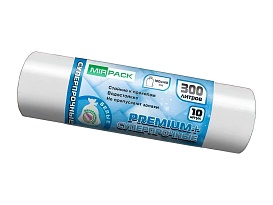 Мешки для мусора 300 л, белые, в рулоне 10 шт., ПВД 70 мкм, 1400х1000 мм, PREMIUM+, 300101602 в Пскове Мешки для мусора 300 л, белые, в рулоне 10 шт., ПВД 70 мкм, 1400х1000 мм, PREMIUM+, 300101602 в Пскове