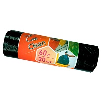 Мешки для мусора 60 л, черные, в рулоне 30 шт., ПНД, 6 мкм, 640х580 мм, Концепция Быта EcoClean, 603890 в Пскове