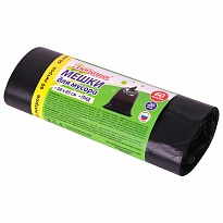 ММешки для мусора 60 л, черные, в рулоне 20 шт., ПНД, 8 мкм, 650х580 мм, Любаша, 608092 в Пскове
