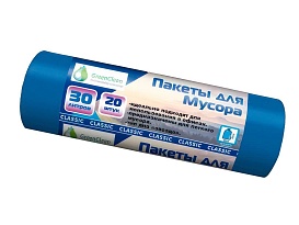 Мешки для мусора 30 л, синие, в рулоне 20 шт., ПНД, 7 мкм, 600х500 мм, MIRPACK Classik, 302041 в Пскове