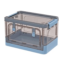 Ящик пластиковый складной прозрачный коричневый, дно синее, 360х235х230 мм, с колесиками в Пскове Ящик пластиковый складной прозрачный коричневый, дно синее, 360х235х230 мм, с колесиками в Пскове