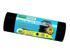 Мешки для мусора 60 л, ароматизированные, черные, в рулоне 20 шт., ПНД, 8 мкм, 800х600 мм, ХИТ, 6020867 в Пскове