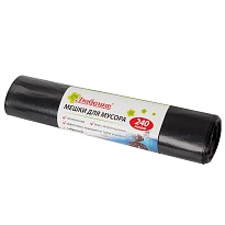 Мешки для мусора 240 л, черные, в рулоне 5 шт., ПВД 30 мкм, 1300х900 мм, Любаша, 605338 в Пскове Мешки для мусора 240 л, черные, в рулоне 5 шт., ПВД 30 мкм, 1300х900 мм, Любаша, 605338 в Пскове