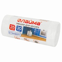 Мешки для мусора 35 л, белые, в рулоне 30 шт., ПНД, 6 мкм, 550х480 мм, LAIMA, 605538 в Пскове