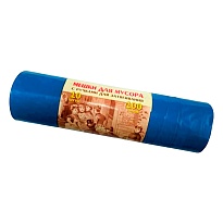Мешки для мусора 100 л, с завязками, синие, в рулоне 10 шт., ПВД, 40 мкм, 840х670 мм, Концепция Быта Vitalux, 604933 в Пскове