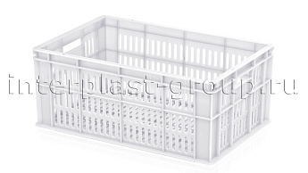 Ящик для молока, мяса, овощей и фруктов большая перфорация дно сплошное белый в Пскове